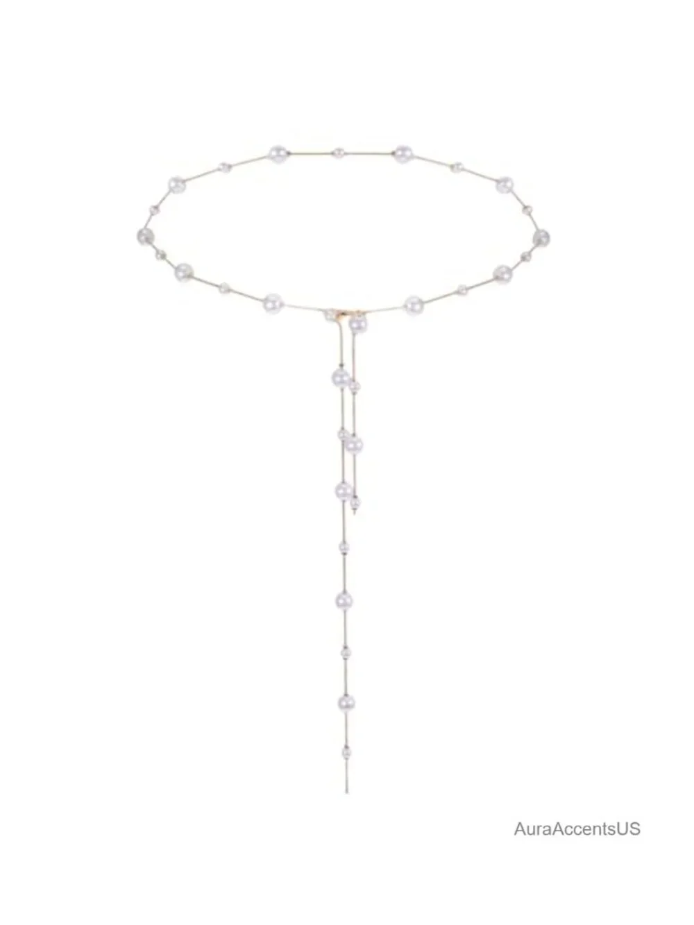 Pearl Waist Chain Belt - Adjustable Gold Body Chain with Tassel Pendant for